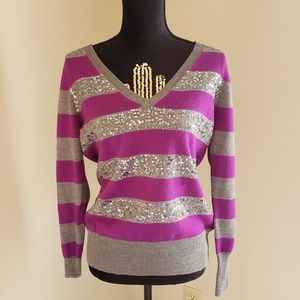 New York & Company purple and gray sweater sequins